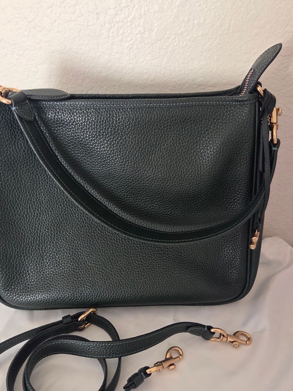 Coach Cary Amazon Green Pebble Leather Shoulder Bag Crossbody - Picture 8 of 12